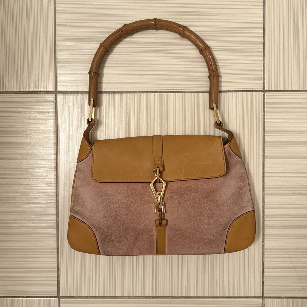 Gucci Bamboo Pink Suede Jackie Bag